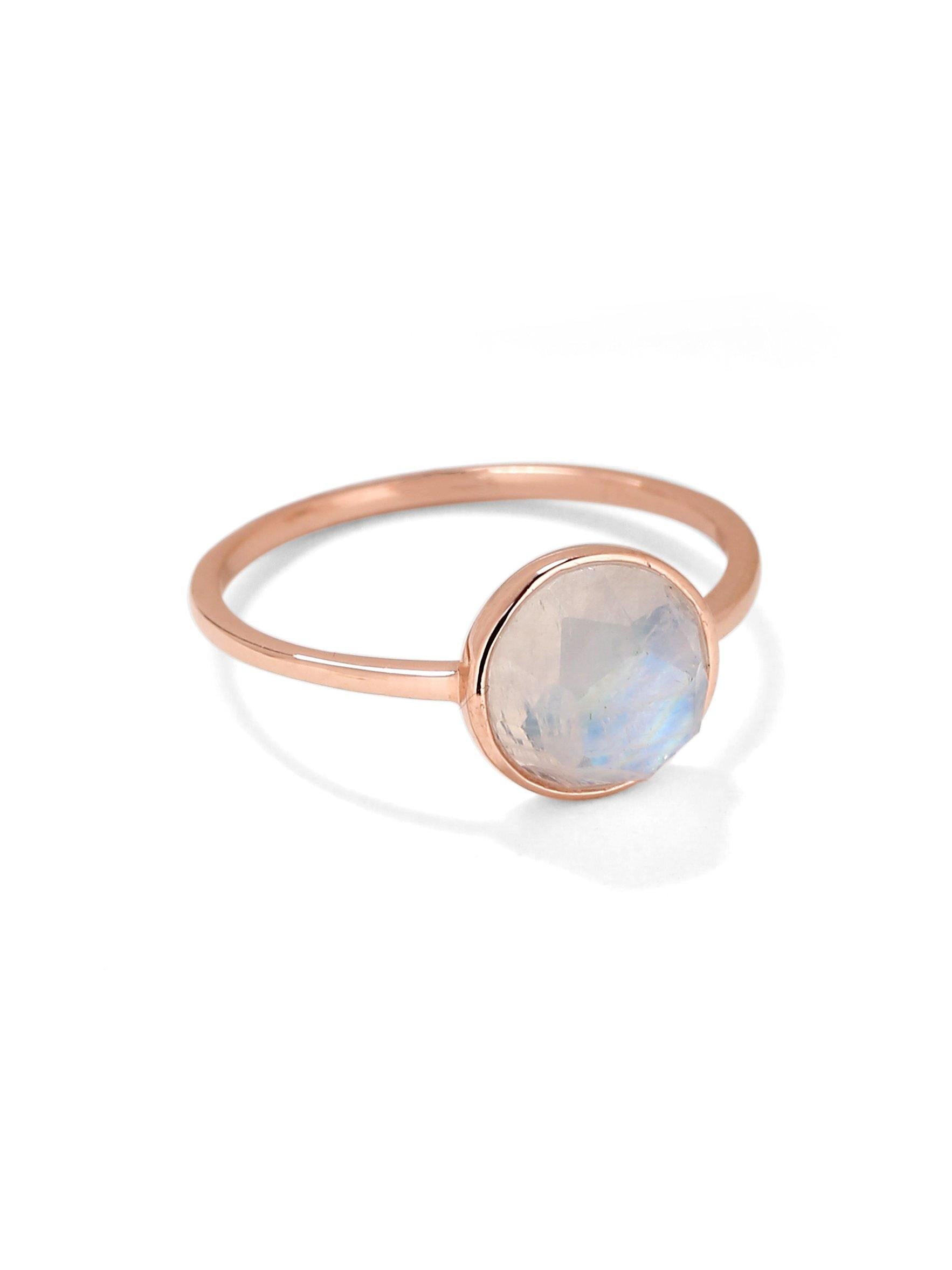 2.00 Cts Rainbow Moonstone Solid 10k Rose Gold Ring Jewelry - YoTreasure