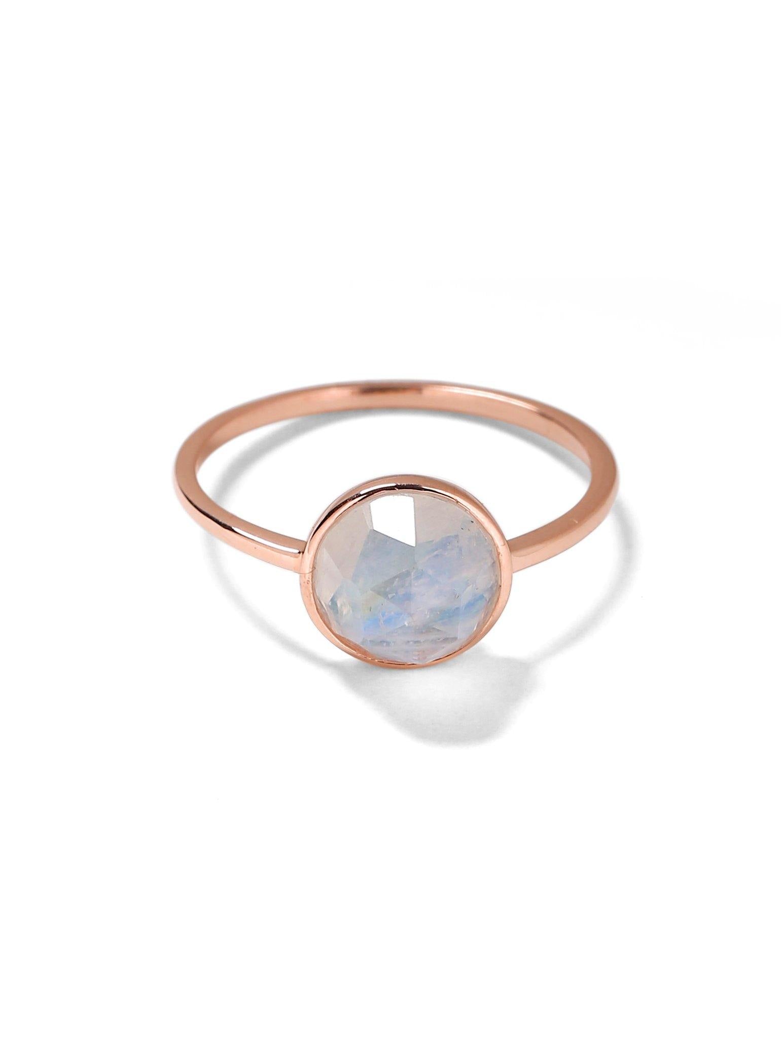 2.00 Cts Rainbow Moonstone Solid 10k Rose Gold Ring Jewelry - YoTreasure