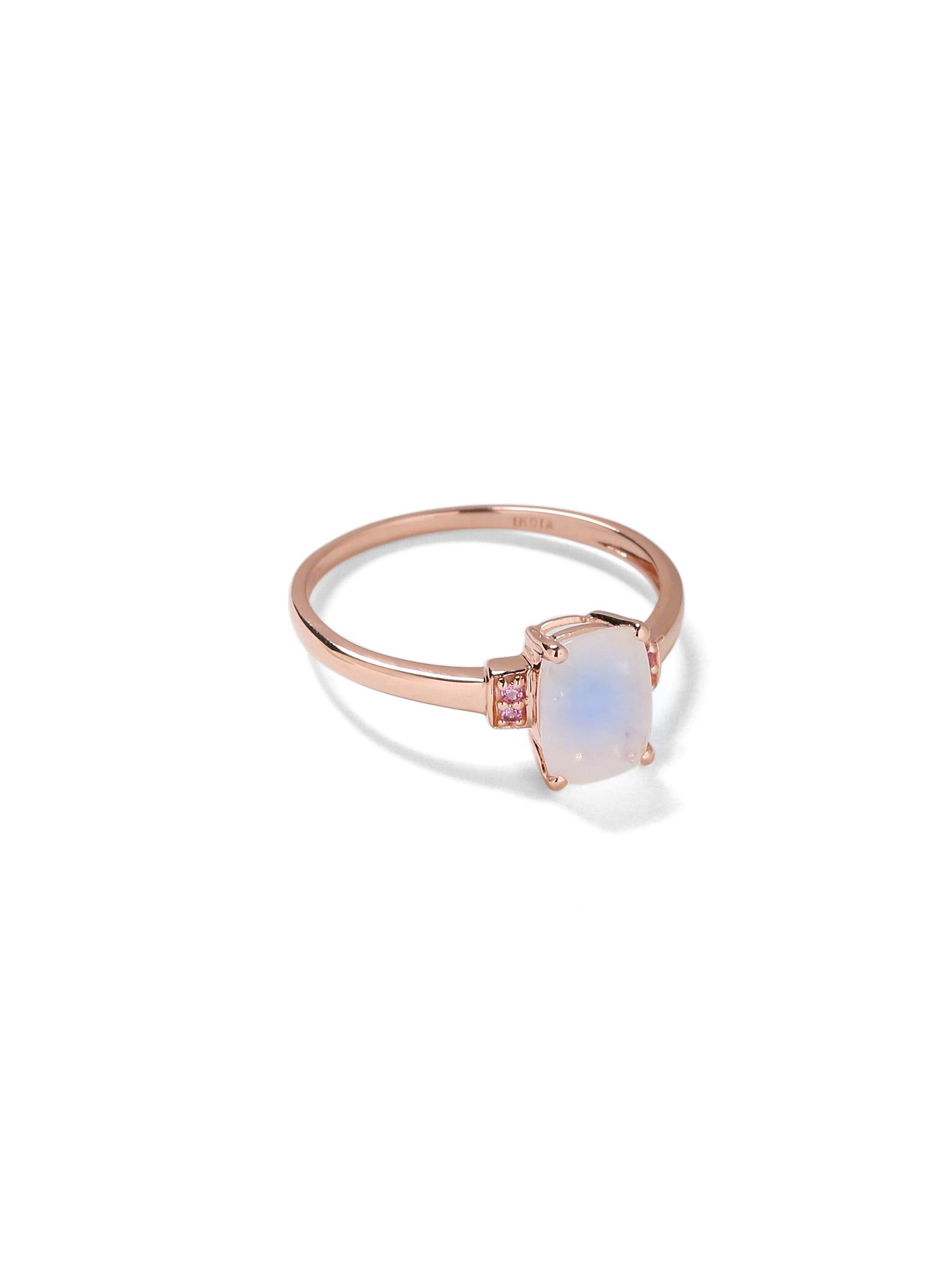 1.72 Cts Moonstone Pink Sapphire Solid 10k Rose Gold Princess Ring Jewelry - YoTreasure
