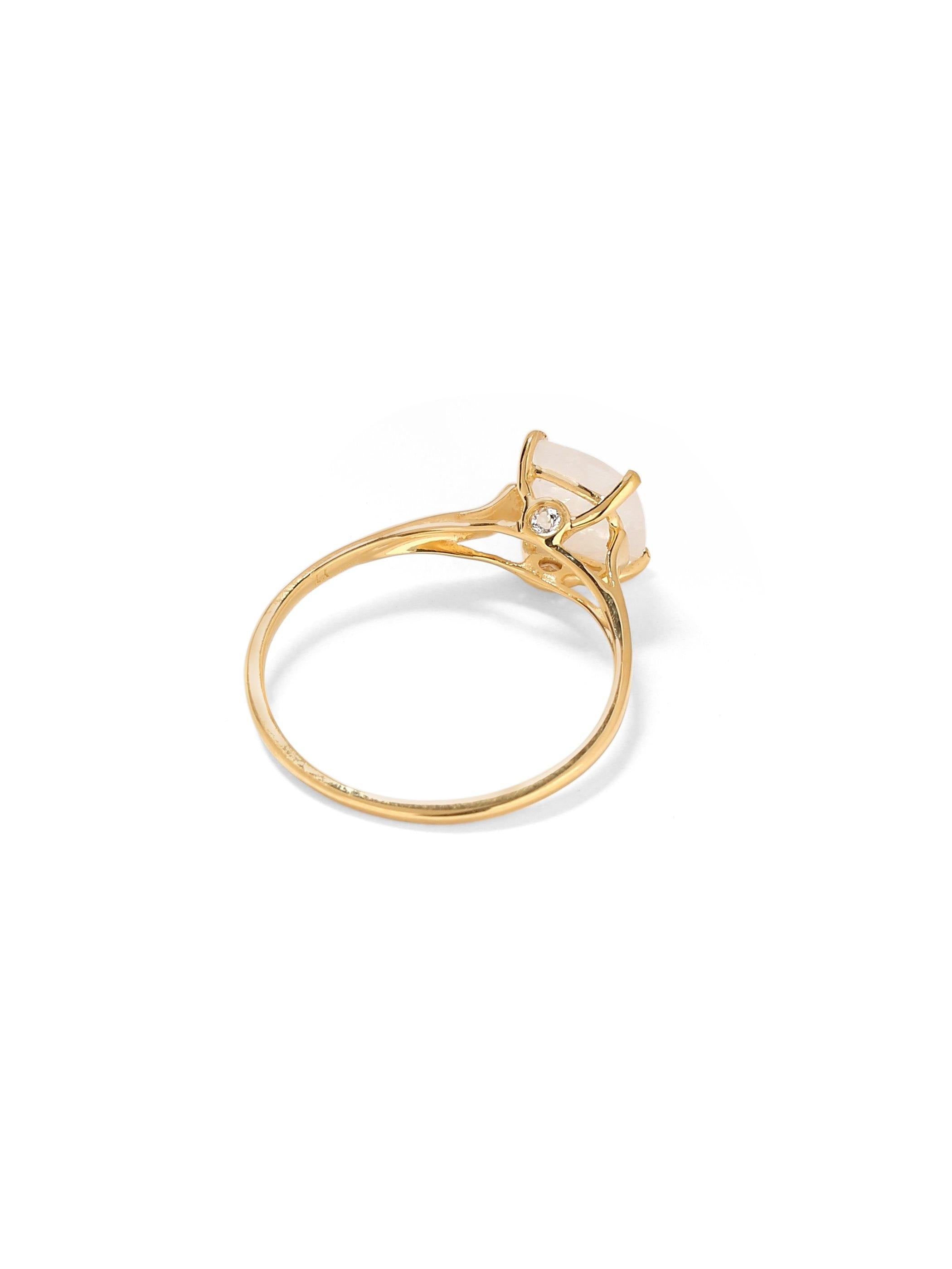 1.88 Cts Rainbow Moonstone Solid 10k Yellow Gold Ring Jewelry - YoTreasure