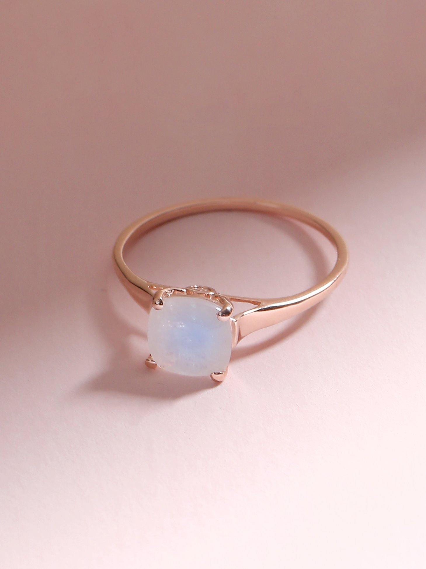 1.88 Cts Rainbow Moonstone Solid 10k Rose Gold Ring Jewelry - YoTreasure