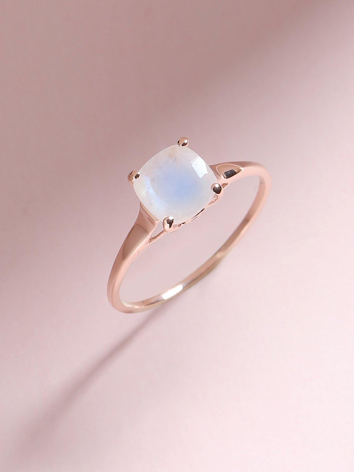 1.88 Cts Rainbow Moonstone Solid 10k Rose Gold Ring Jewelry - YoTreasure