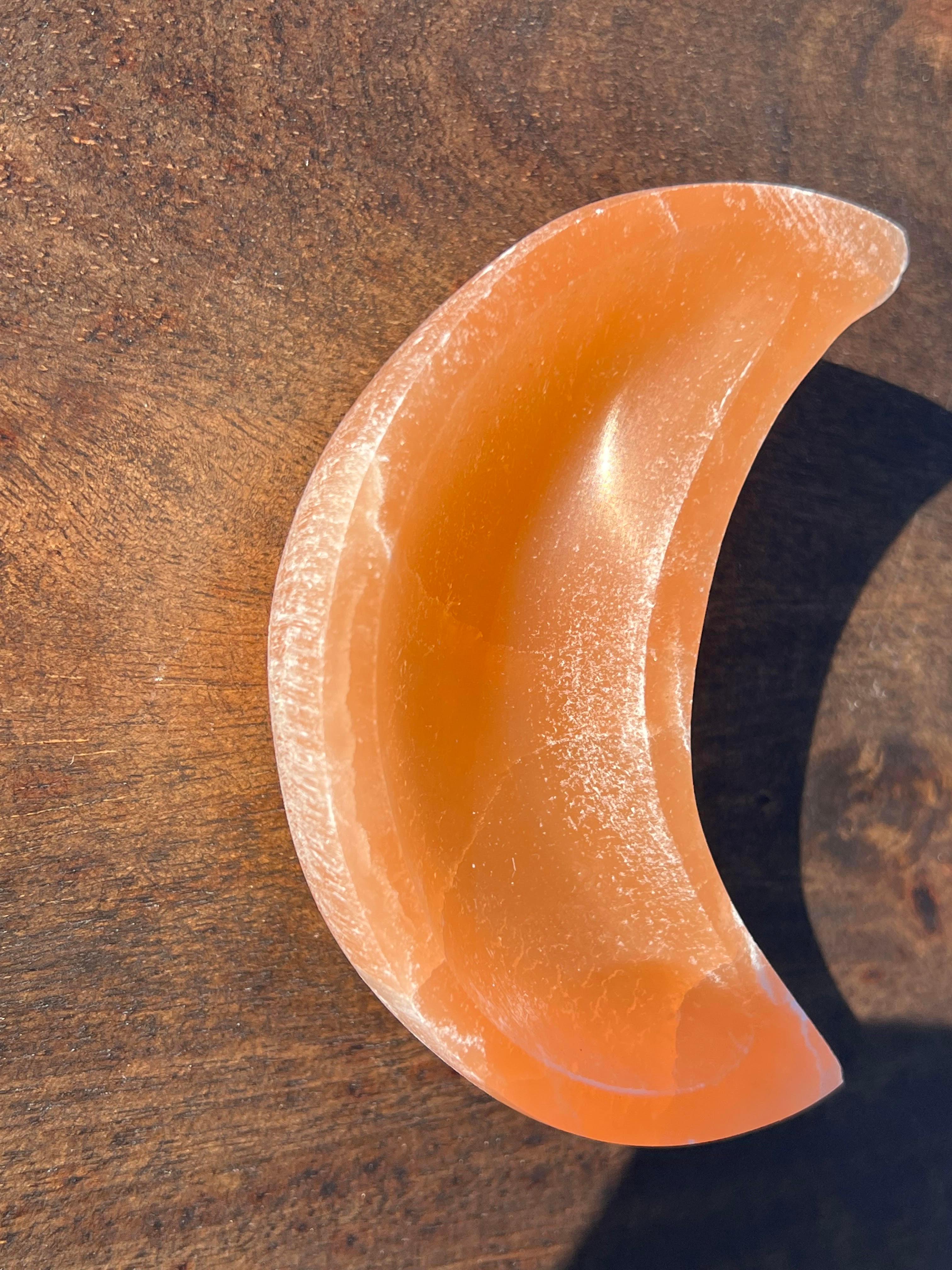 Natural Orange Moon Selenite Healing Ability Crystal Chargin Bowls - YoTreasure