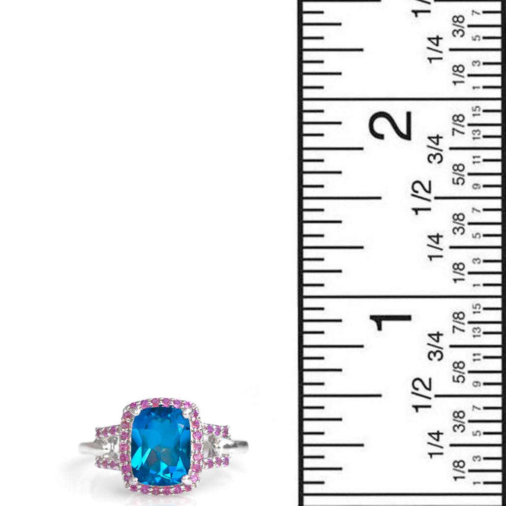 2.71 Ct. London Blue Topaz Rhodolite Solid 925 Sterling Silver Ring Jewelry - YoTreasure