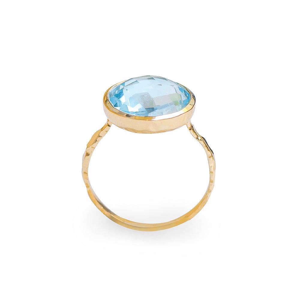 7.38 Ct Sky Blue Topaz Solid 10k Yellow Gold Ring Jewelry - YoTreasure