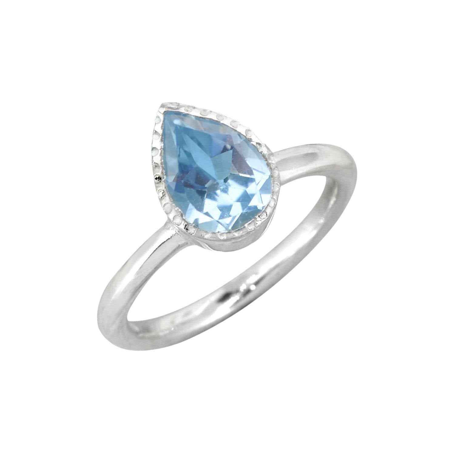 Sky Blue Topaz Solid 925 Sterling Silver Gemstone Solitaire Ring Jewelry - YoTreasure