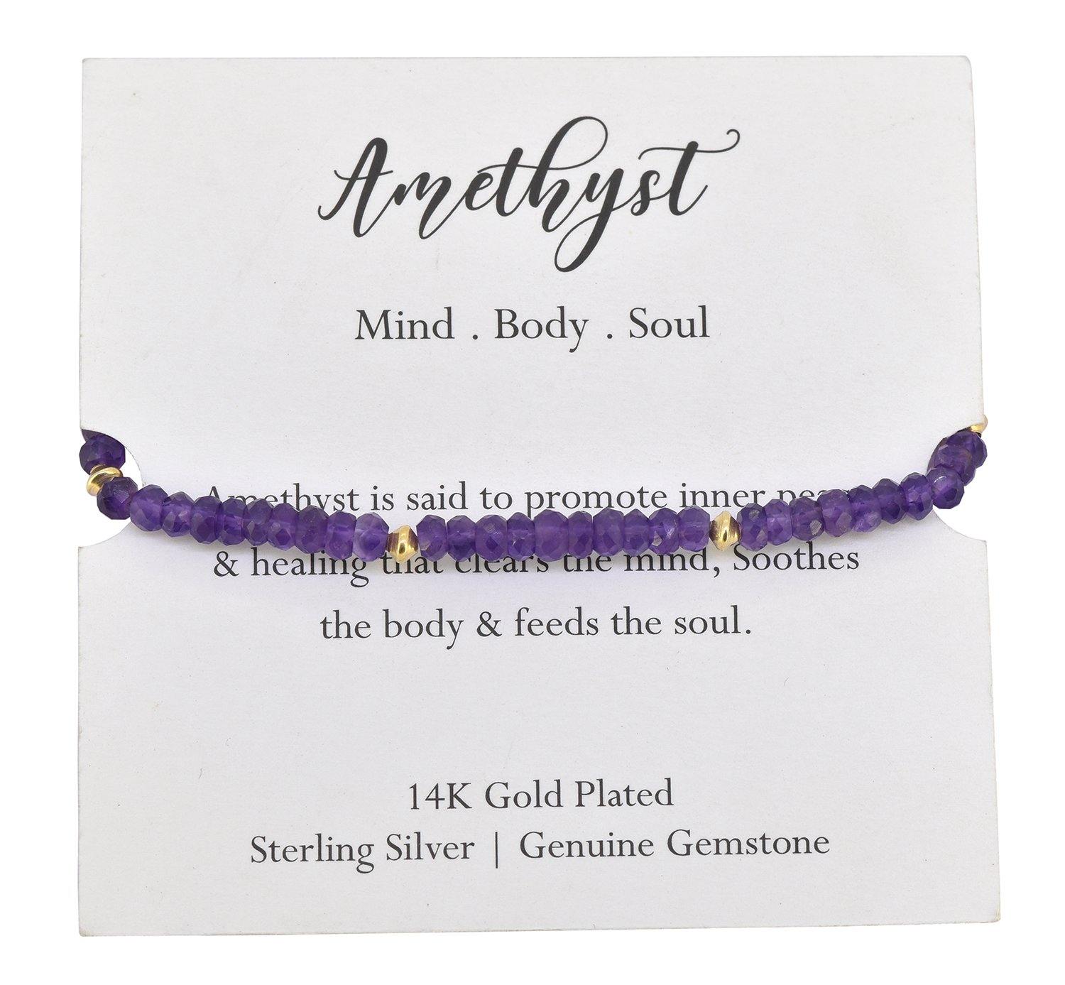 Amethyst Solid 925 Sterling Silver Gold Plated Link Chain Bracelet 8" - YoTreasure
