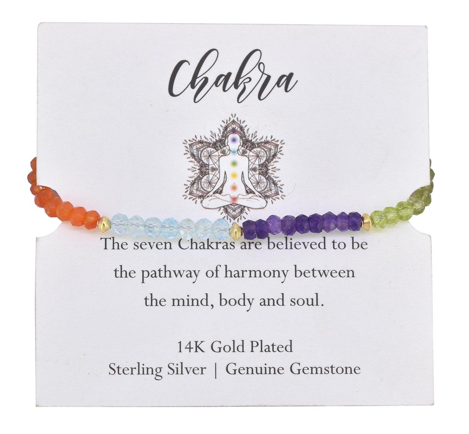 Chakra Stone Solid Sterling Silver Gold Plated Link Chain Bracelet 8" - YoTreasure