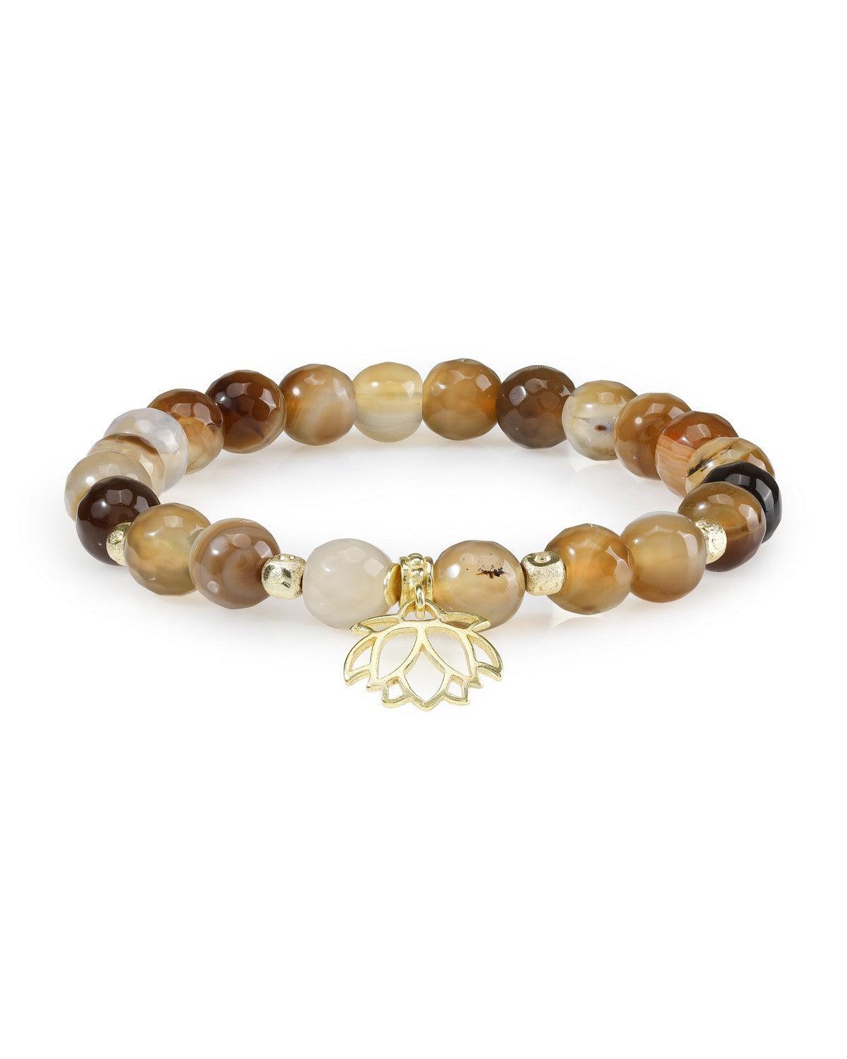 Brown Multi Onyx Beads Bracelet in Brass Jewelry - YoTreasure