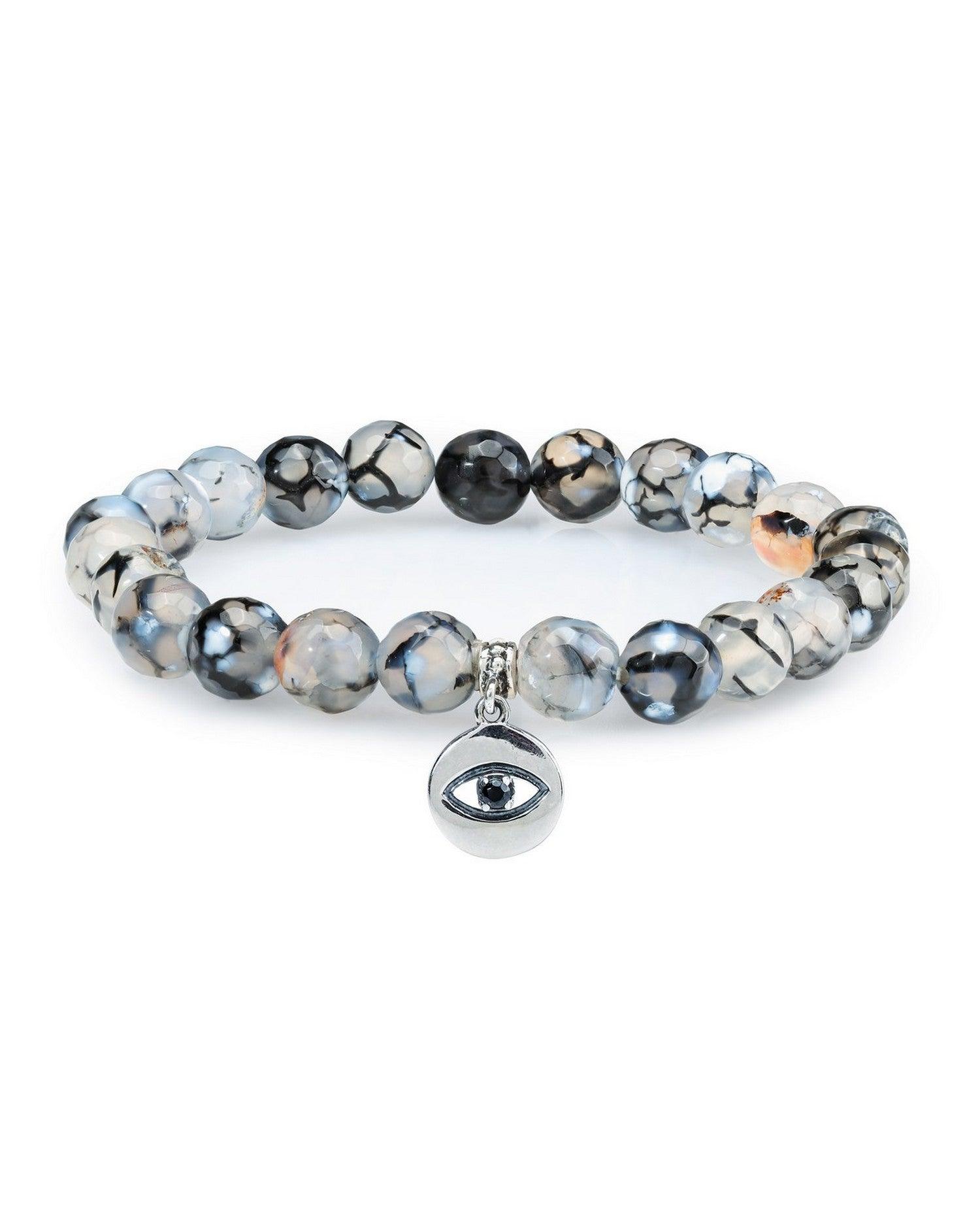 Multi Onyx Bead Black Spinel Stretch Bracelet .925 Sterling Silver Jewelry - YoTreasure
