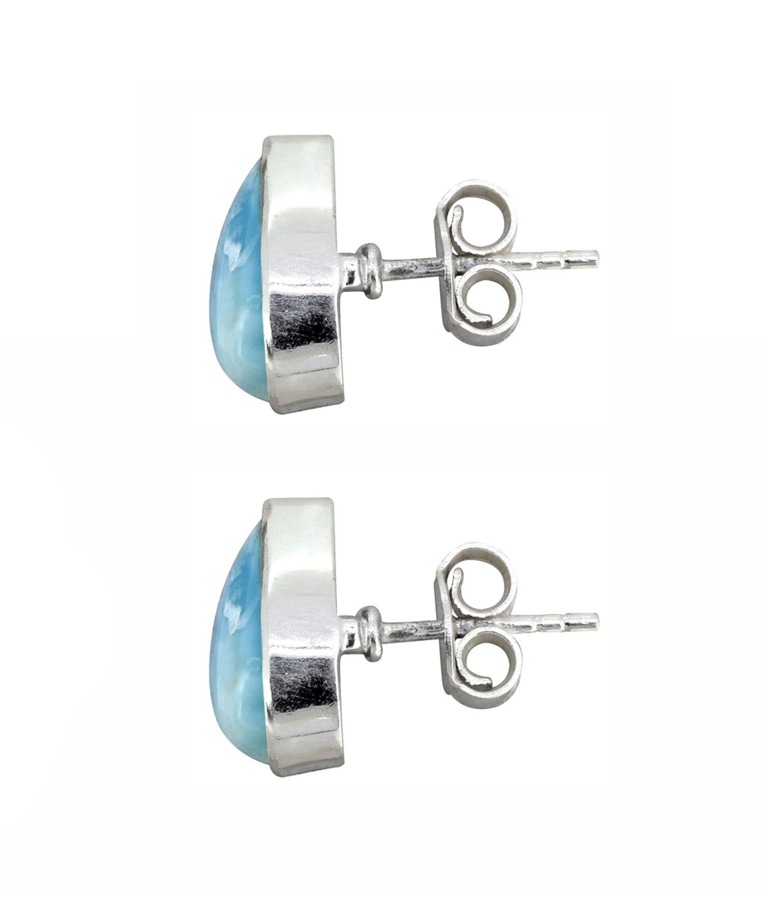 Larimar Solid 925 Sterling Silver Stud Earrings Jewelry - YoTreasure