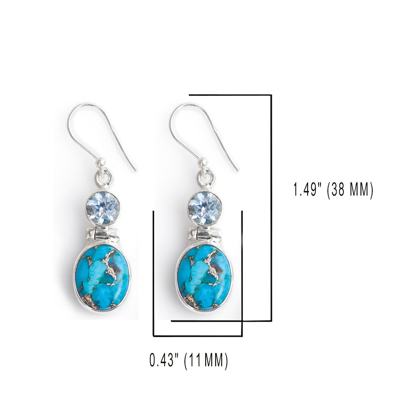 Turquoise Blue Topaz 925 Sterling Silver Dangle Earrings Jewelry - YoTreasure