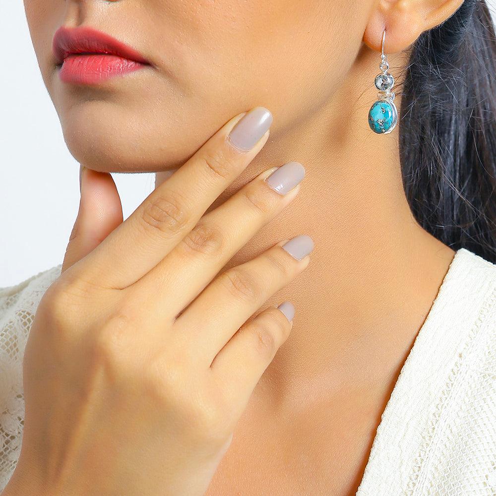 Turquoise Blue Topaz 925 Sterling Silver Dangle Earrings Jewelry - YoTreasure