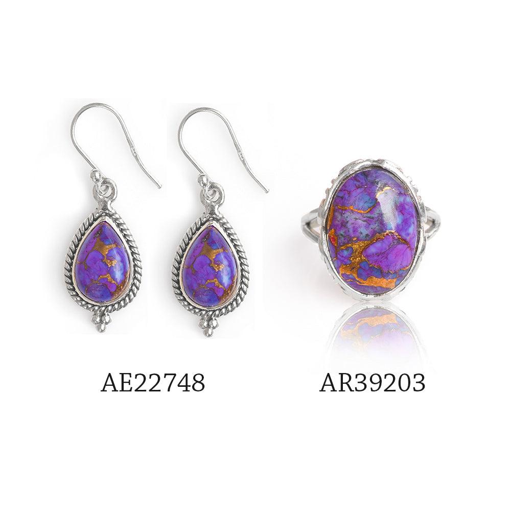 Purple Copper Turquoise Solid 925 Sterling Silver Dangle Earrings Jewelry - YoTreasure