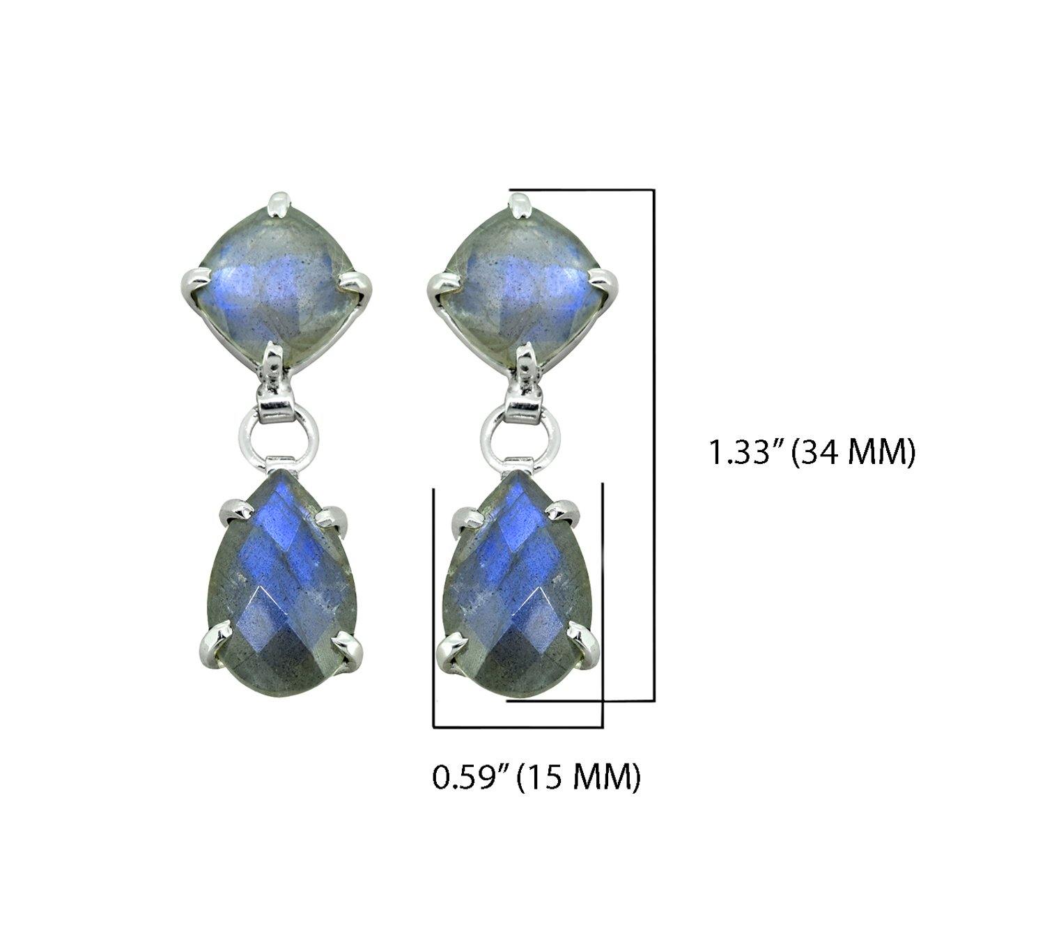 Labradorite Solid 925 Sterling Silver Drop Earrings Jewelry - YoTreasure