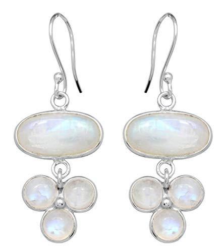 Rainbow Moonstone Solid 925 Sterling Silver Long Dangle Earrings - YoTreasure