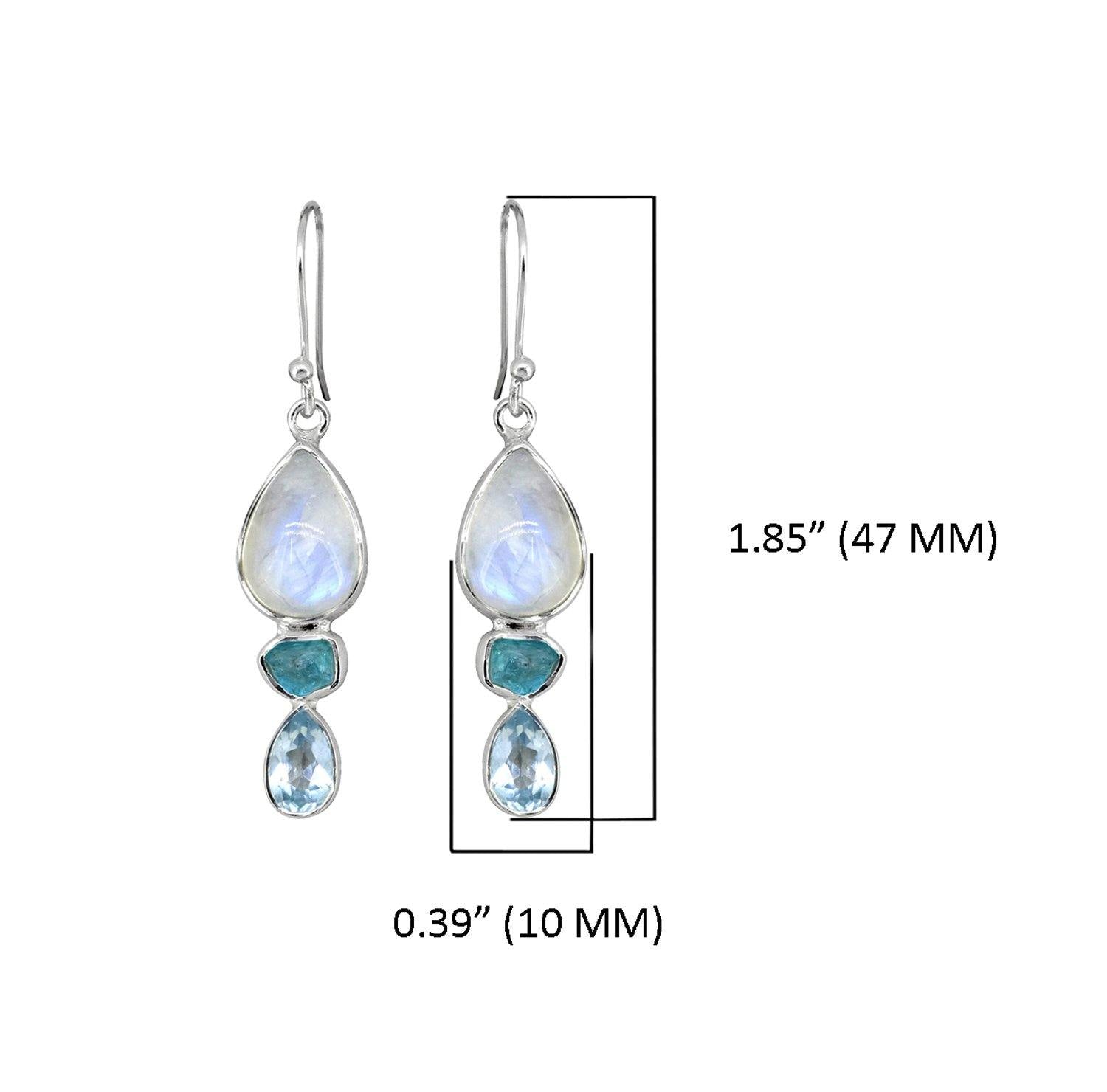 Rainbow Moonstone Solid 925 Sterling Silver Dangle Earrings Jewelry - YoTreasure