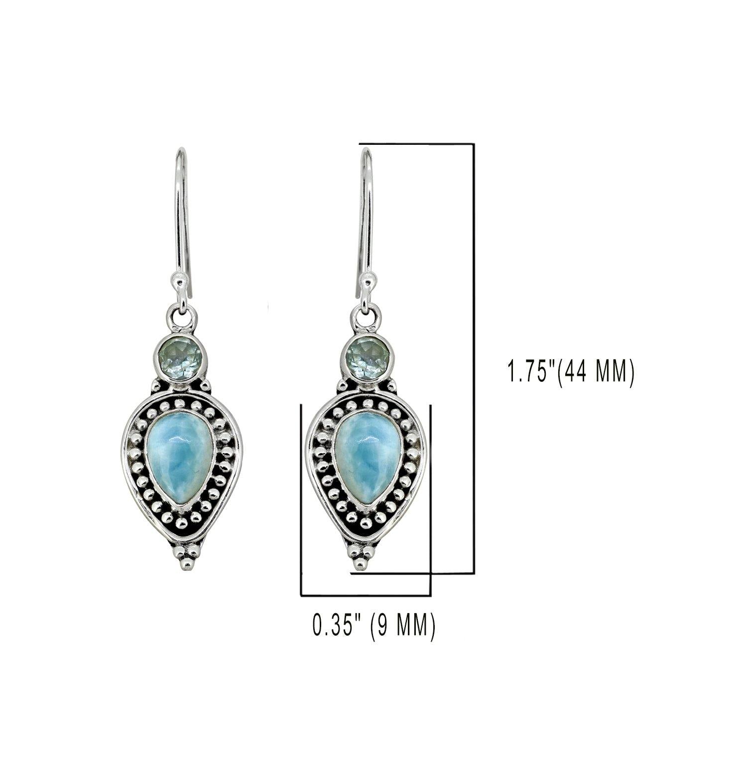 Larimar Blue Topaz Solid 925 Sterling Silver Dangle Earrings Jewelry - YoTreasure