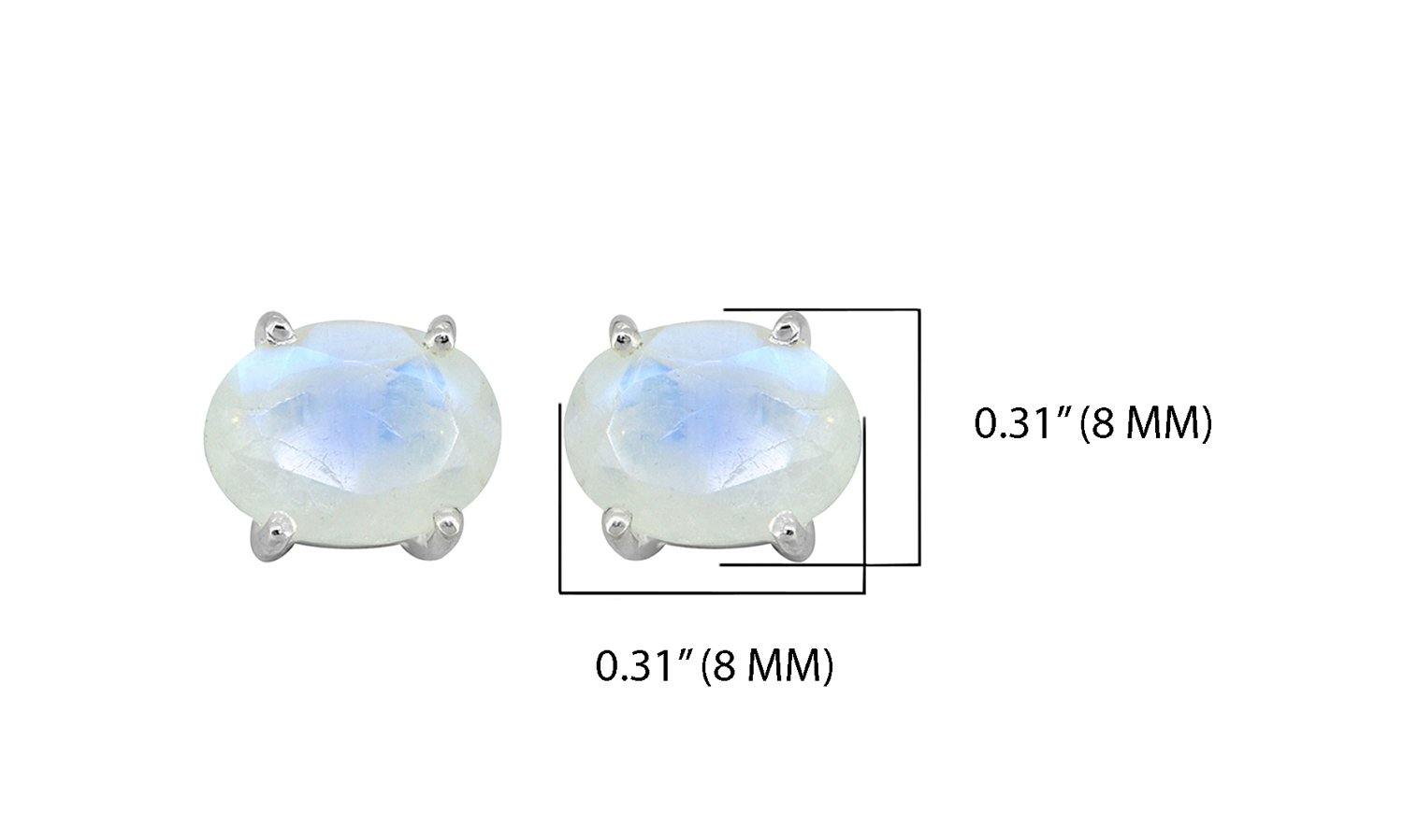 Rainbow Moonstone Solid 925 Sterling Silver Stud Earrings Jewelry - YoTreasure