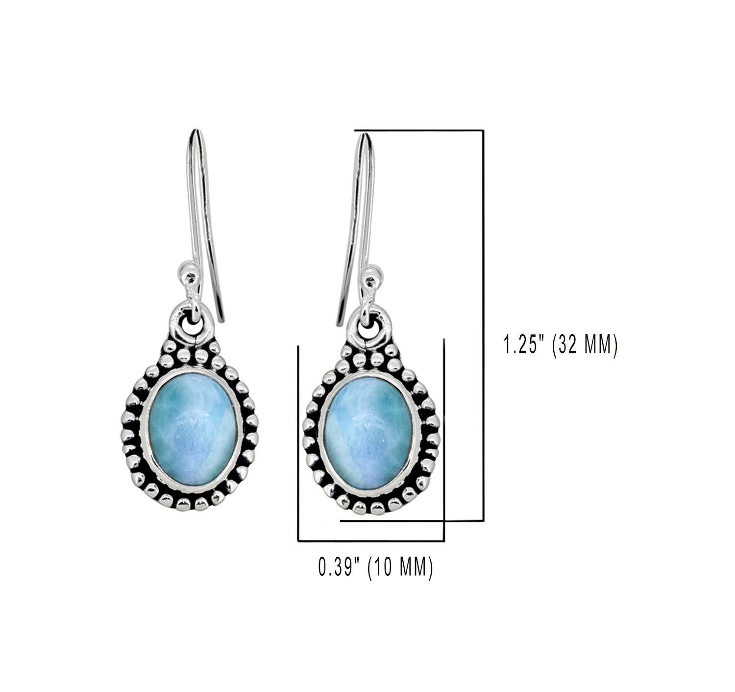 1.25" Larimar Solid 925 Sterling Silver Dangle Earrings Jewelry - YoTreasure