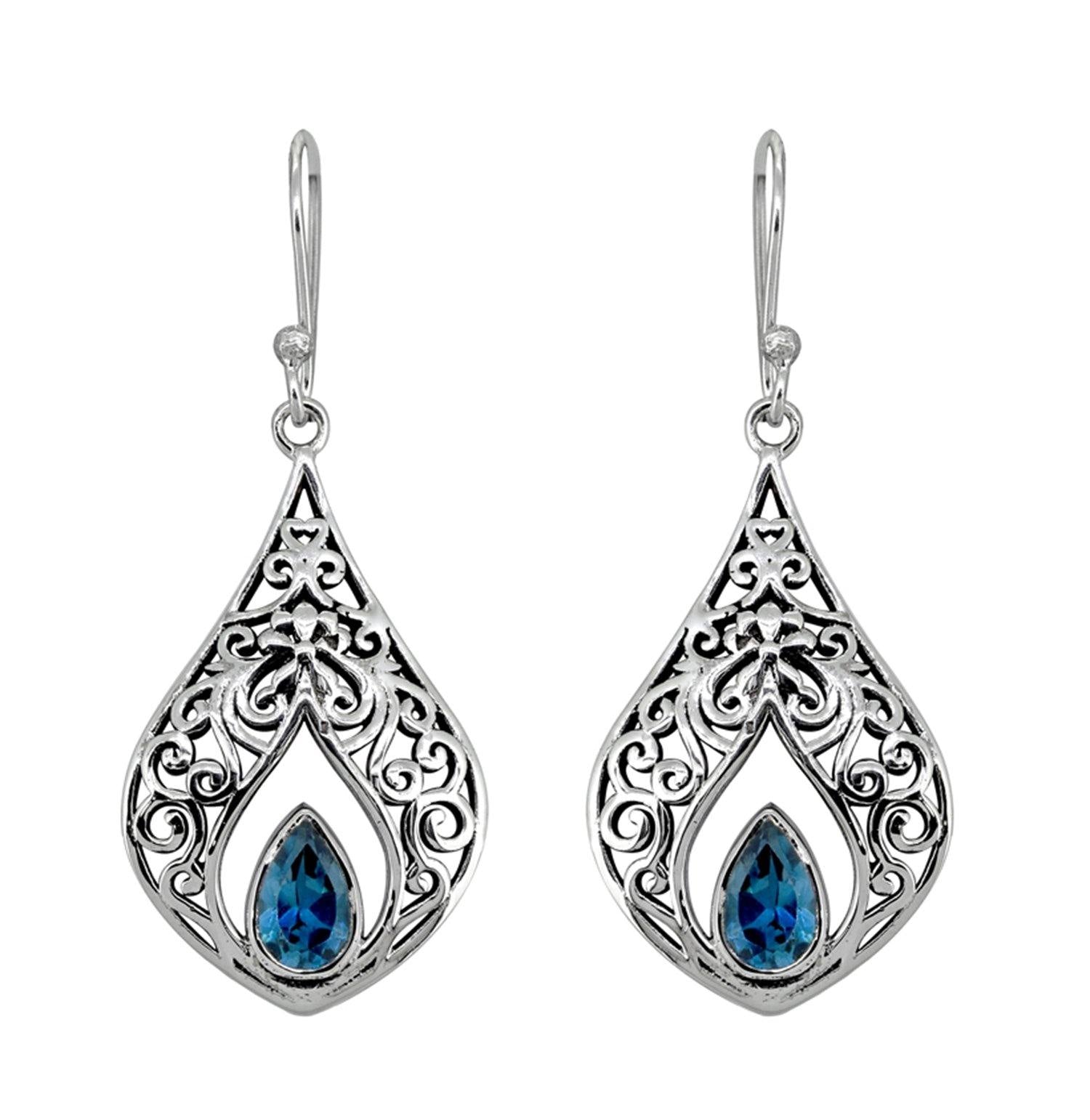 London Blue Topaz Solid 925 Sterling Silver Dangle Earrings Jewelry - YoTreasure
