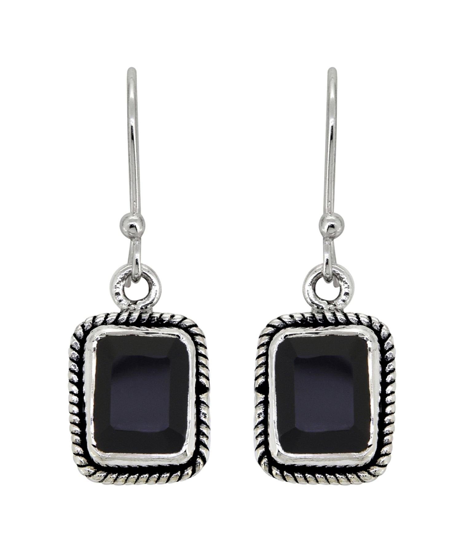 Black Onyx Solid 925 Sterling Silver Dangle Earrings Jewelry - YoTreasure