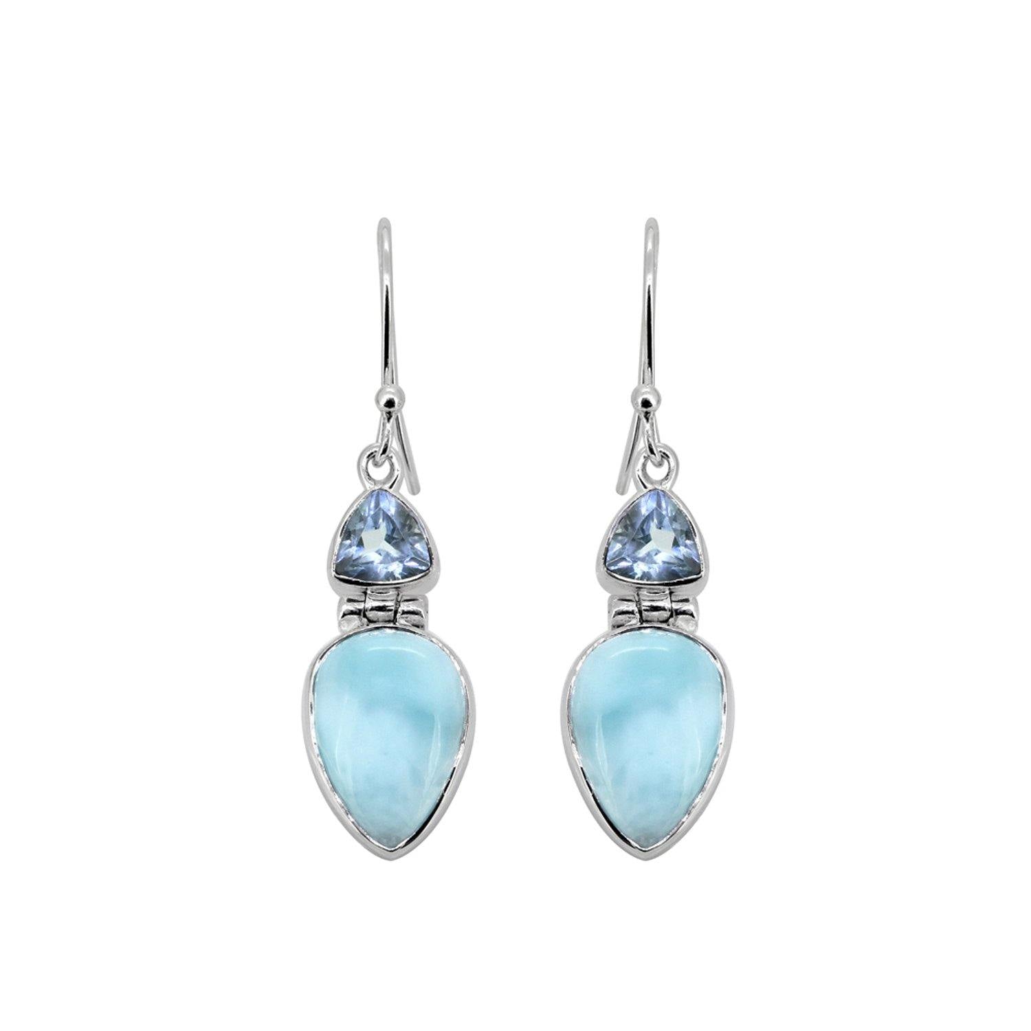 1.61" Larimar Blue Topaz Solid 925 Sterling Silver Teardrop Dangle Earrings Jewelry - YoTreasure