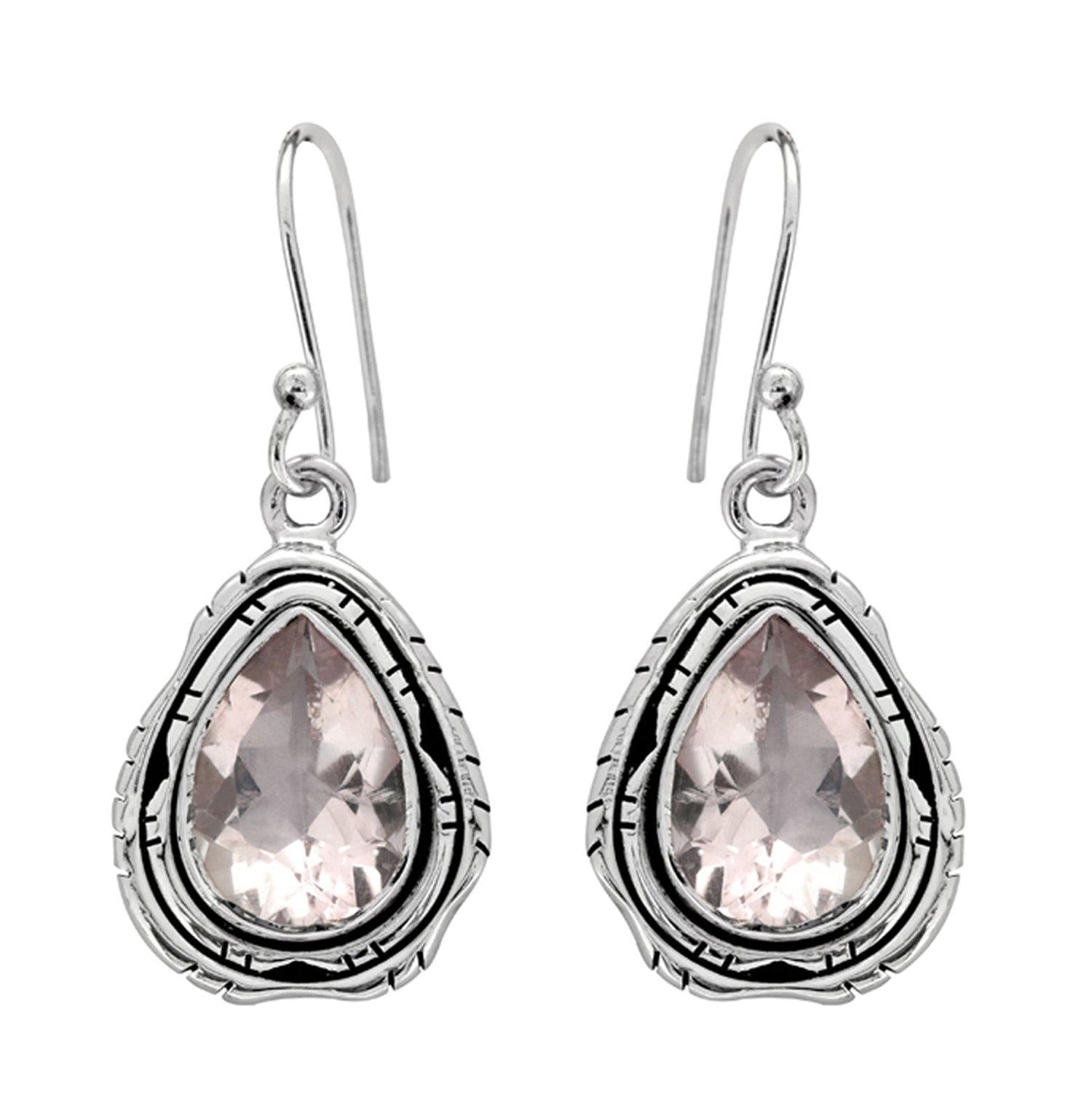 1.37" Rose Quartz Solid 925 Sterling Silver Dangle Earrings Jewelry - YoTreasure