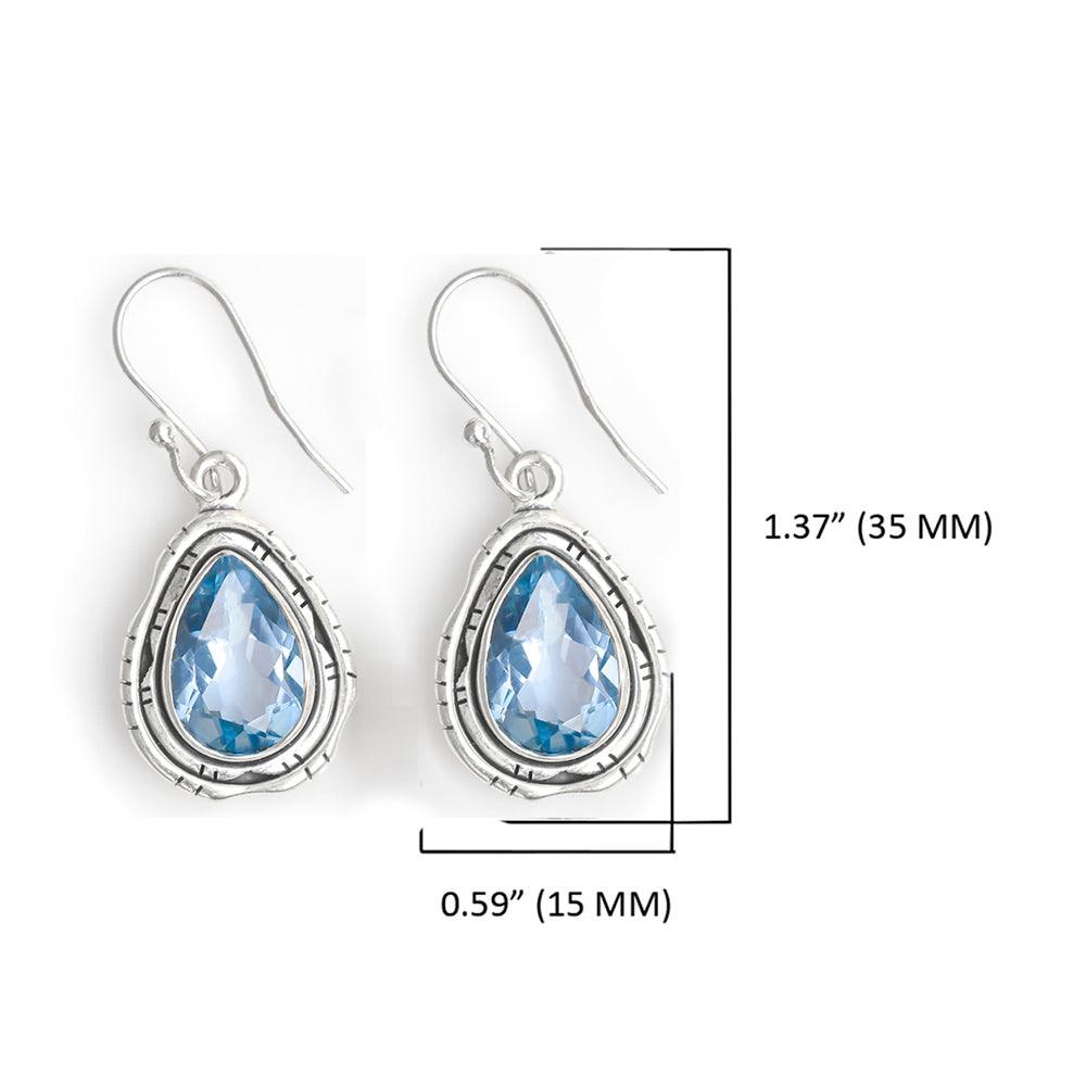 1.37" Blue Topaz Solid 925 Sterling Silver Dangle Earrings Jewelry - YoTreasure