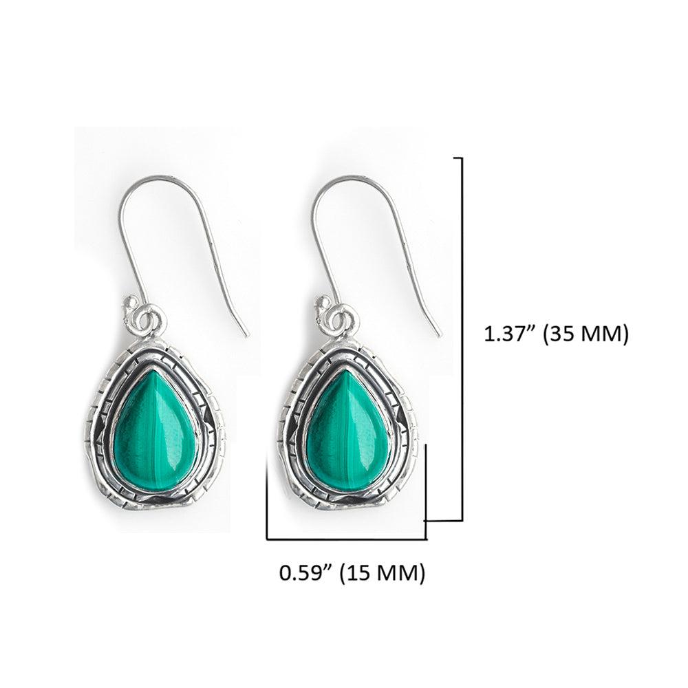 1.35" Green Malachite Solid Sterling Silver Dangle Earrings Jewelry - YoTreasure