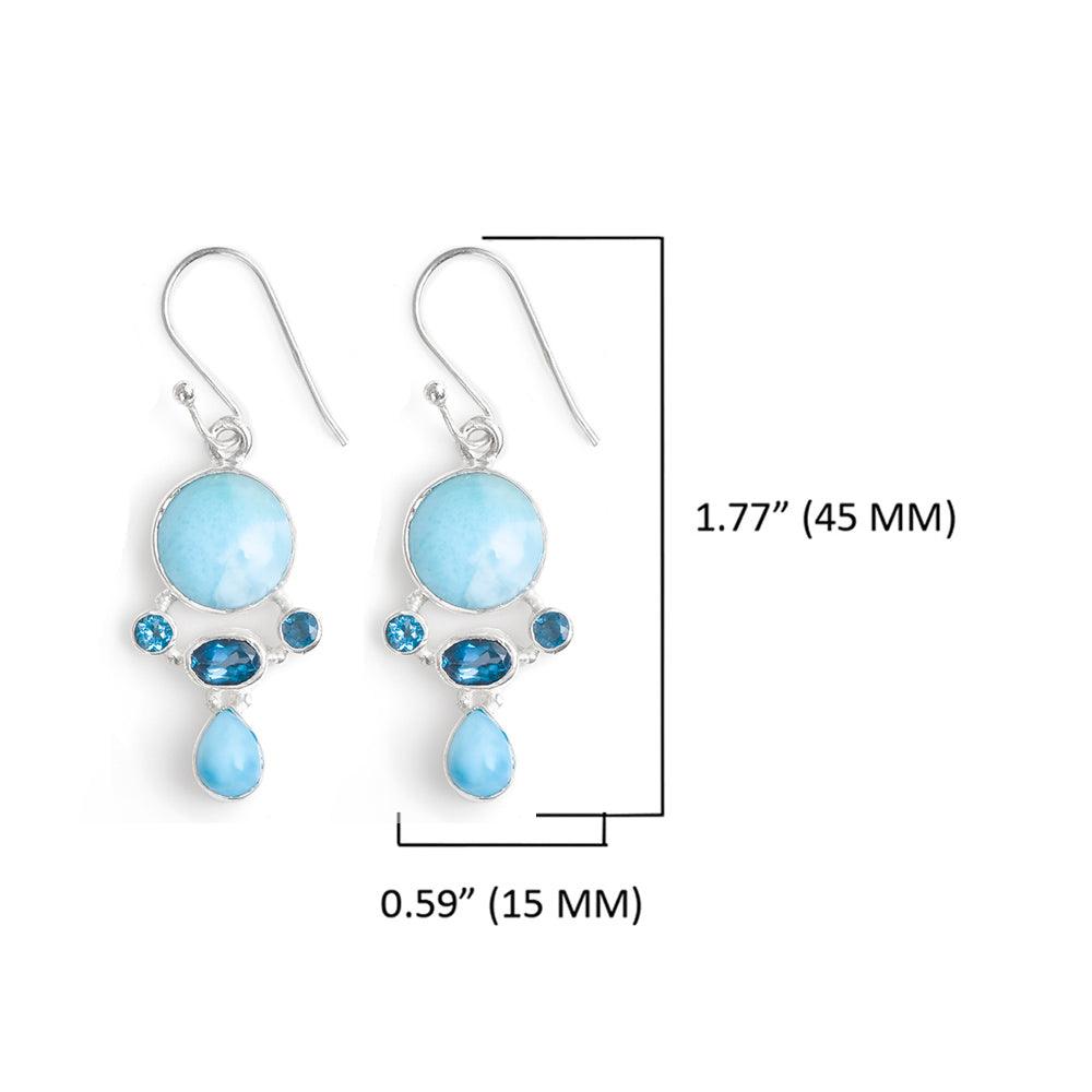 1.77" Larimar London Blue Topaz Solid 925 Sterling Silver Dangle Earrings Jewelry - YoTreasure
