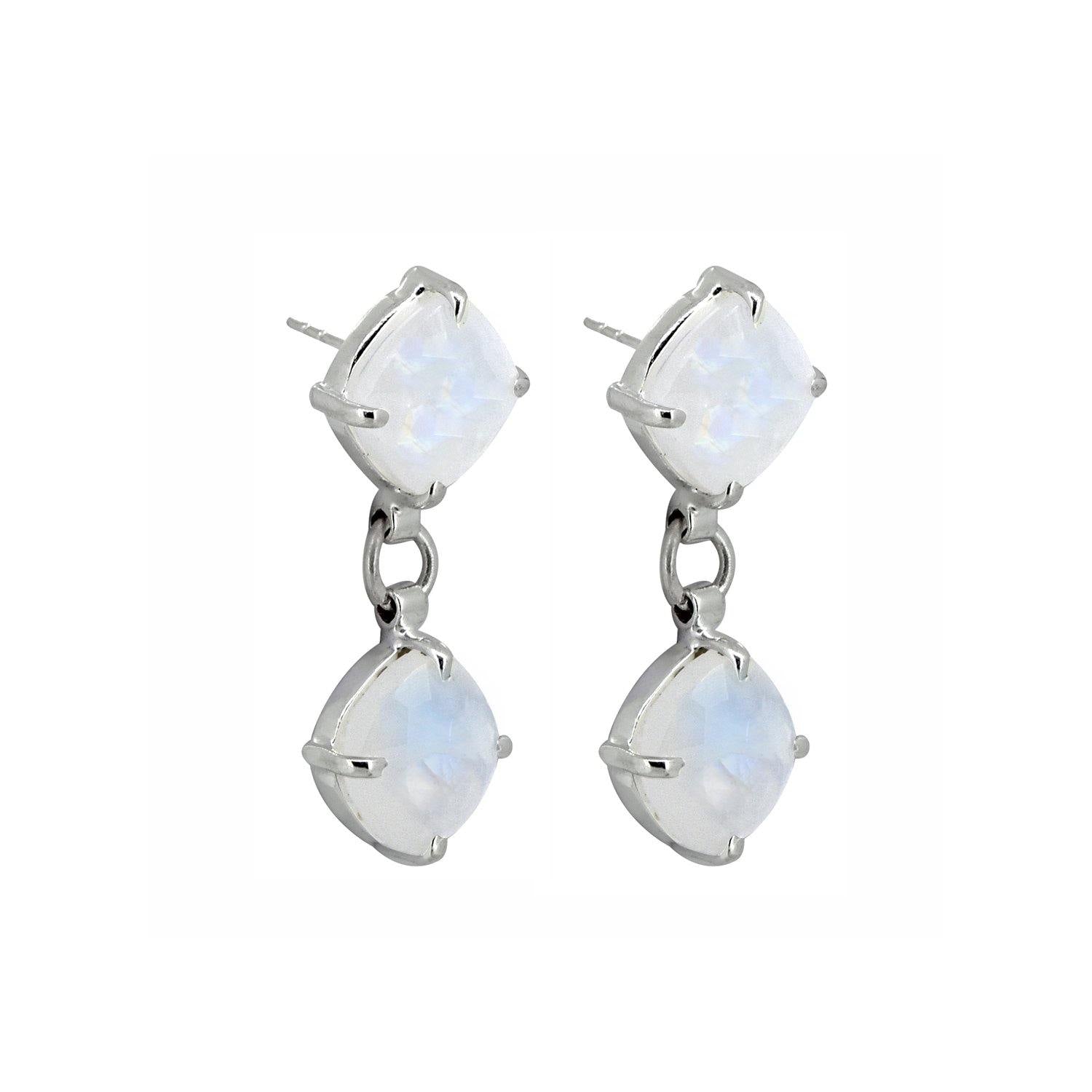 Rainbow Moonstone Solid 925 Sterling Silver Drop Earrings Jewelry - YoTreasure