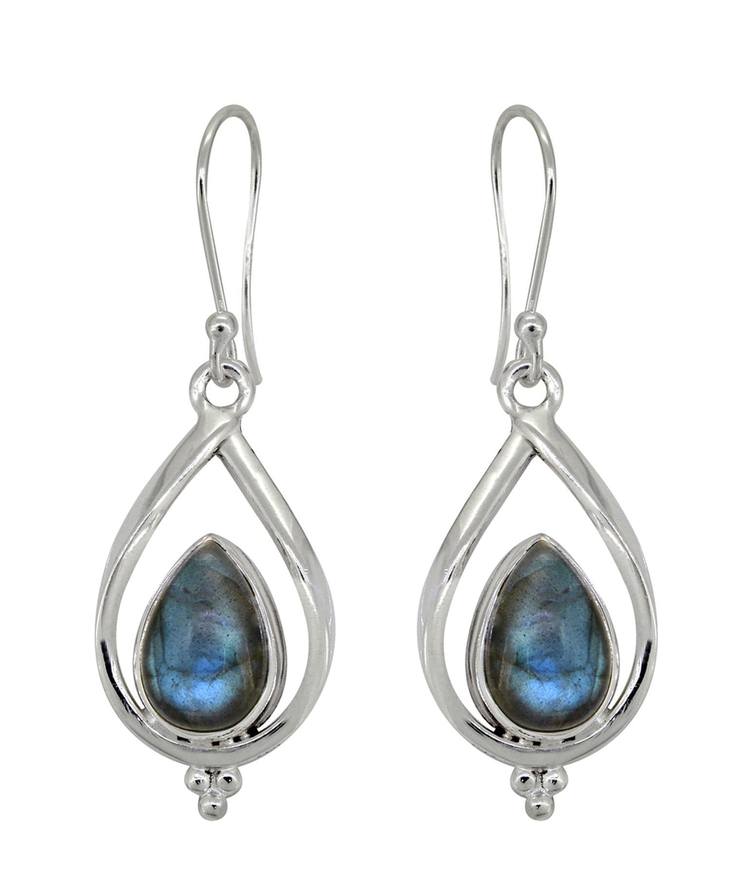 Labradorite Solid 925 Sterling Silver Dangle Earrings Jewelry - YoTreasure