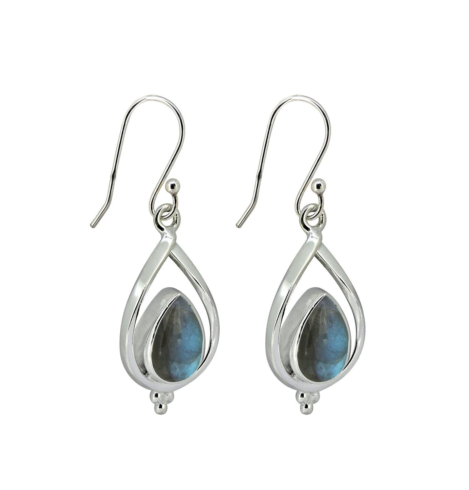 Labradorite Solid 925 Sterling Silver Dangle Earrings Jewelry - YoTreasure