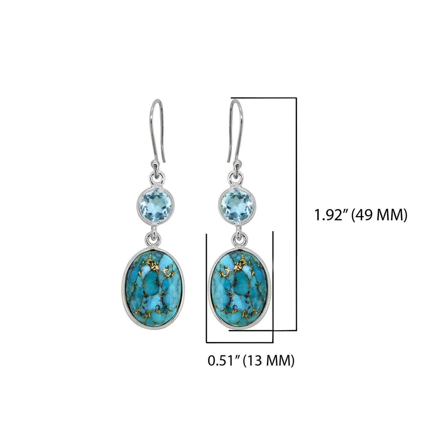 Blue Copper Turquoise Solid 925 Sterling Silver Dangle Earrings Jewelry - YoTreasure