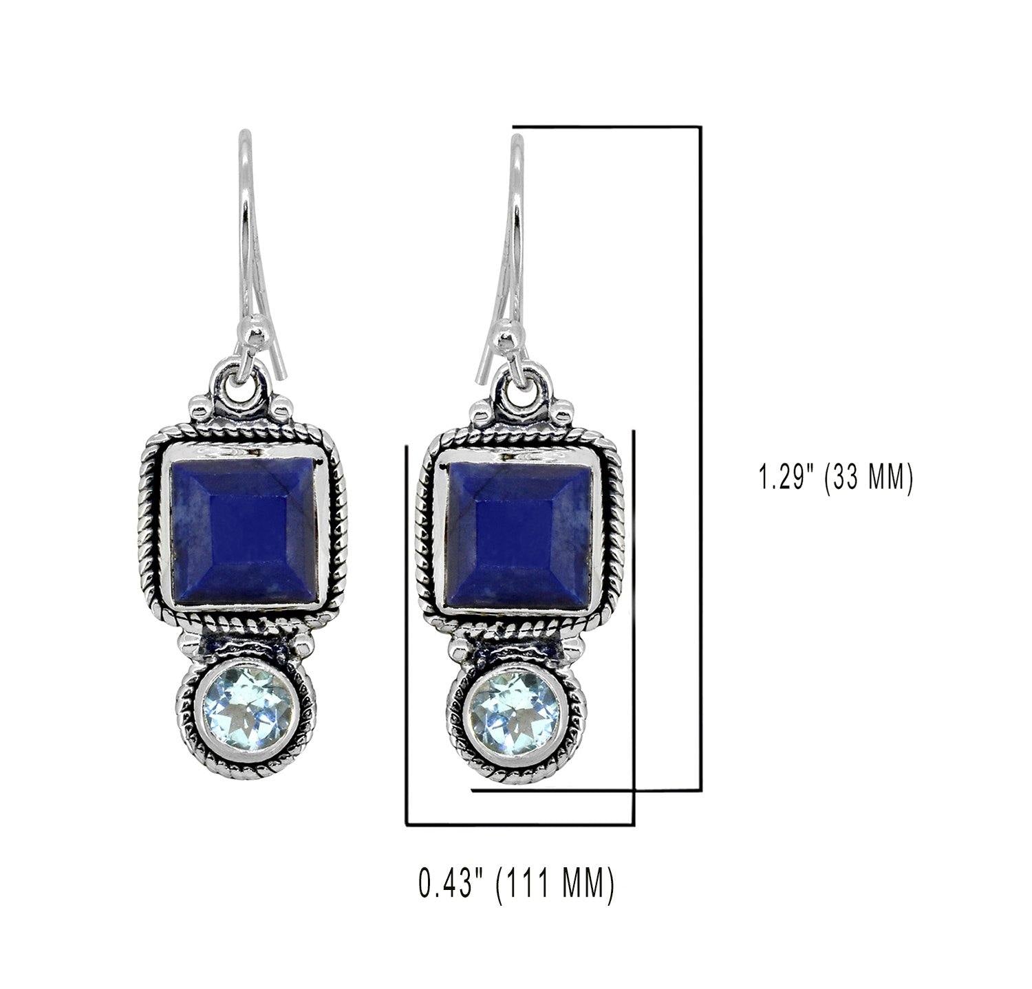 Lapis Blue Topaz Solid 925 Sterling Silver Dangle Earrings Jewelry - YoTreasure