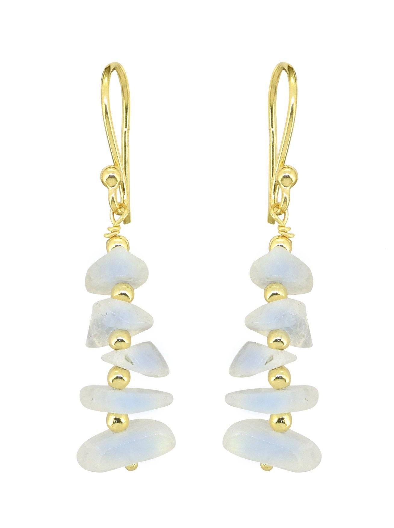 Moonstone Solid 925 Silver Gold Plated Dangle Earrings Jewelry - YoTreasure