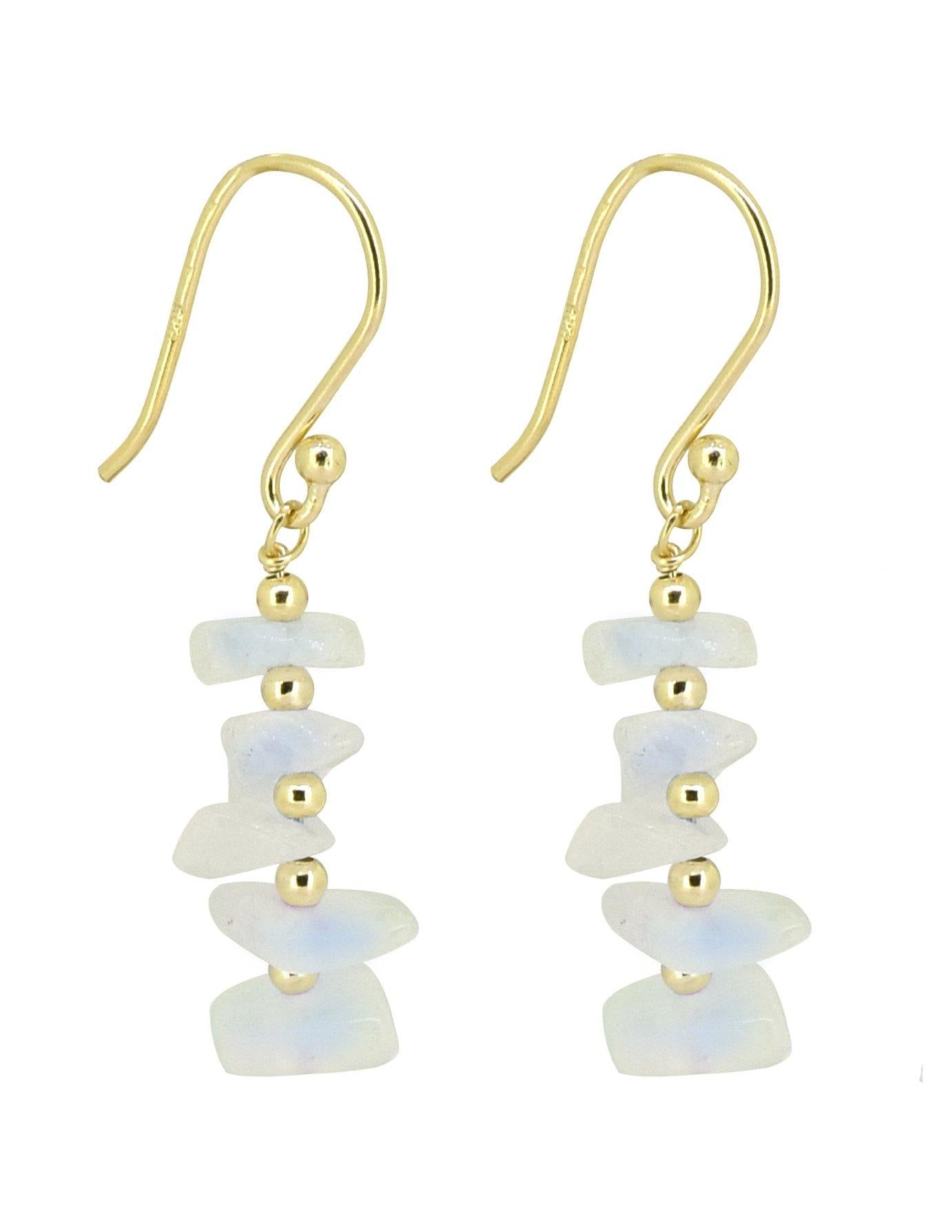 Moonstone Solid 925 Silver Gold Plated Dangle Earrings Jewelry - YoTreasure