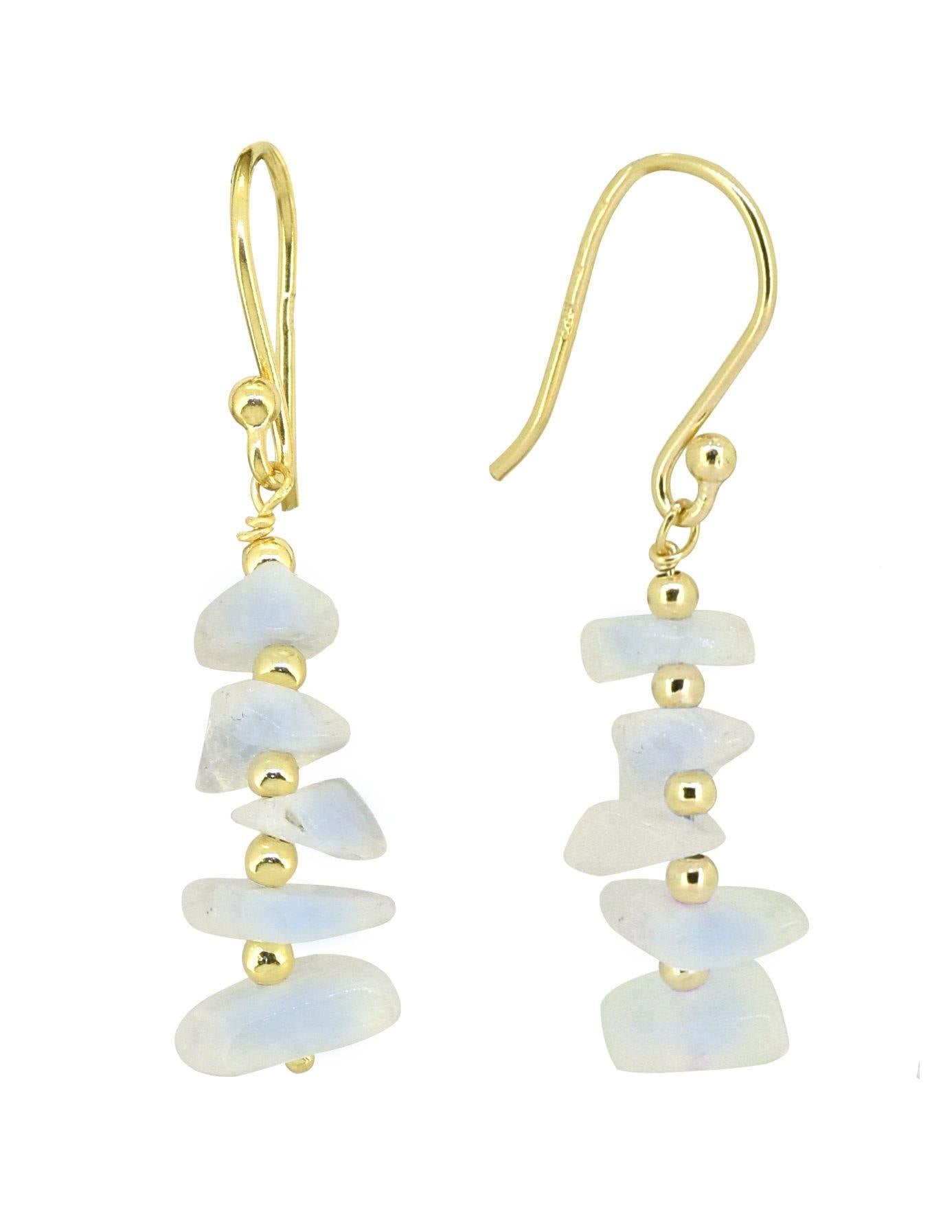 Moonstone Solid 925 Silver Gold Plated Dangle Earrings Jewelry - YoTreasure