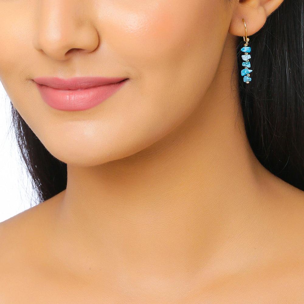 Turquoise Solid 925 Silver Gold Plated Dangle Earrings Jewelry - YoTreasure