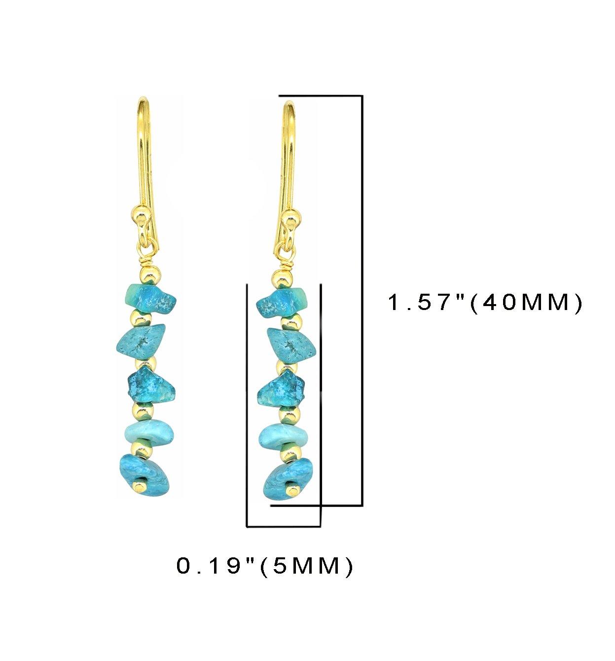 Turquoise Solid 925 Silver Gold Plated Dangle Earrings Jewelry - YoTreasure