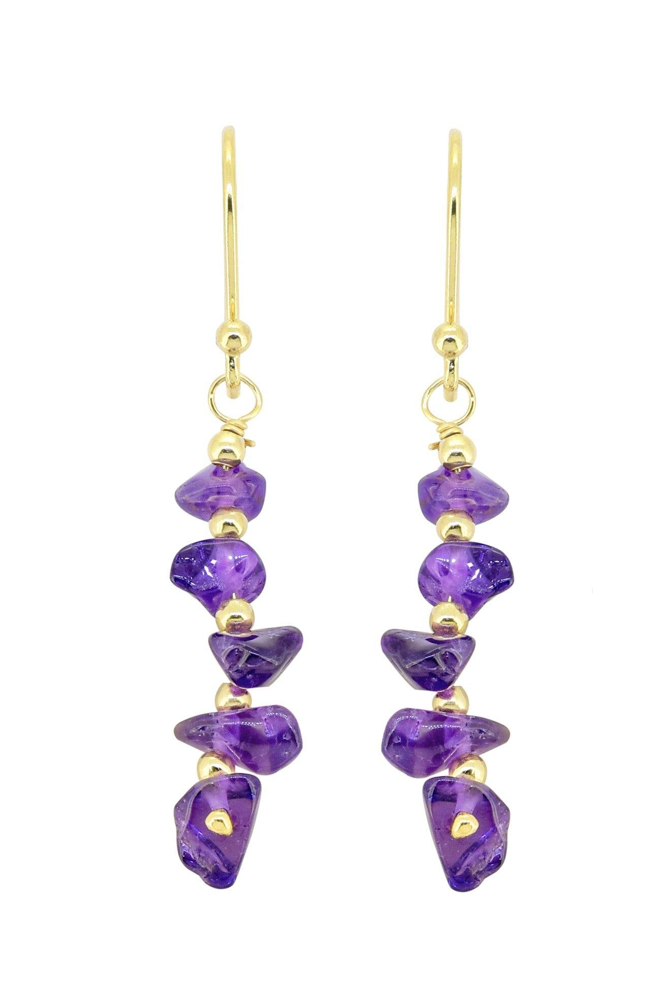 Amethyst Solid 925 Silver Gold Plated Dangle Earrings Jewelry - YoTreasure