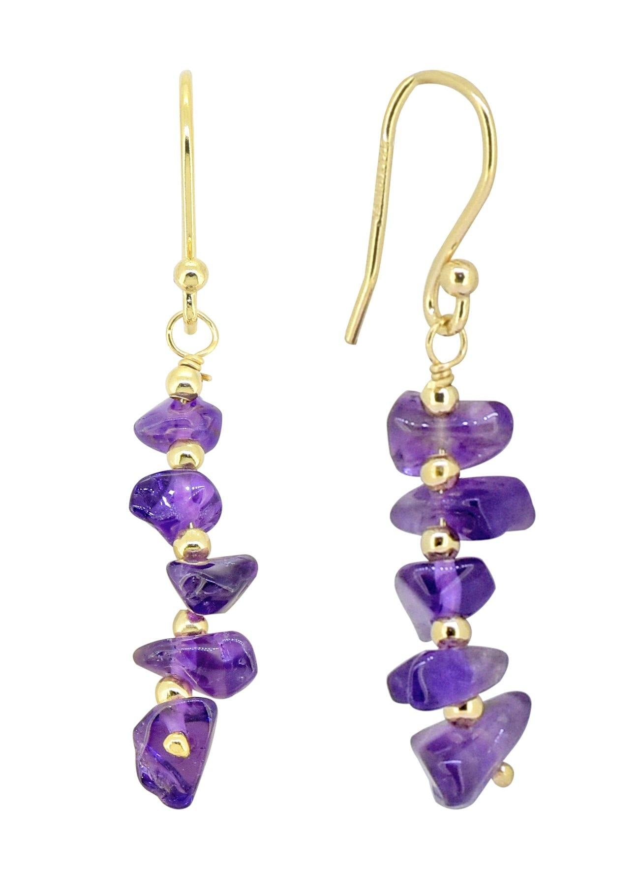 Amethyst Solid 925 Silver Gold Plated Dangle Earrings Jewelry - YoTreasure