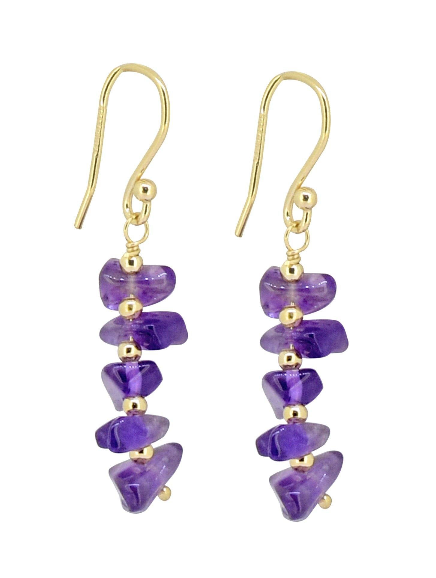 Amethyst Solid 925 Silver Gold Plated Dangle Earrings Jewelry - YoTreasure