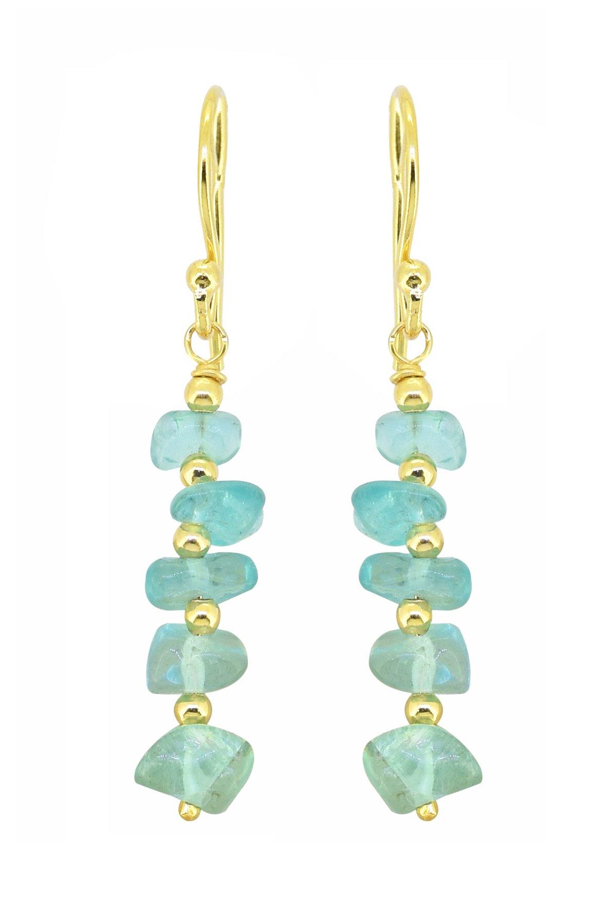 Apatite Solid 925 Silver Gold Plated Dangle Earrings Jewelry - YoTreasure