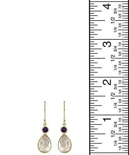 Rose Quartz Amethyst 10k Yellow Gold Dangle Earrings Jewelry - YoTreasure