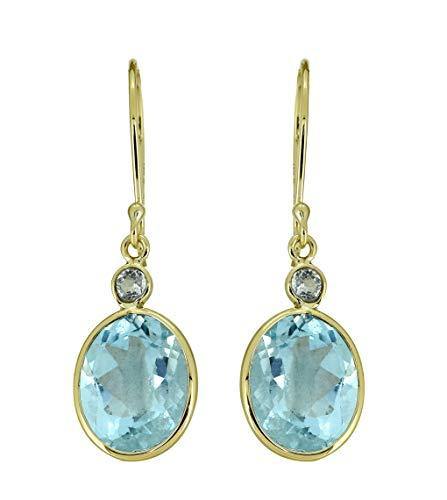 Sky Blue Topaz Solid 10k Yellow Gold Dangle Earrings Jewelry - YoTreasure