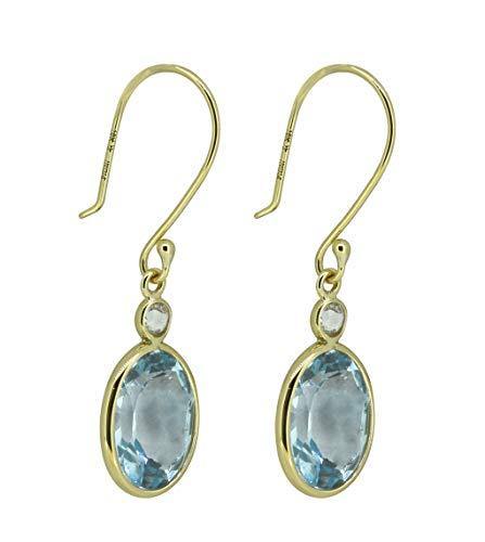 Sky Blue Topaz Solid 10k Yellow Gold Dangle Earrings Jewelry - YoTreasure