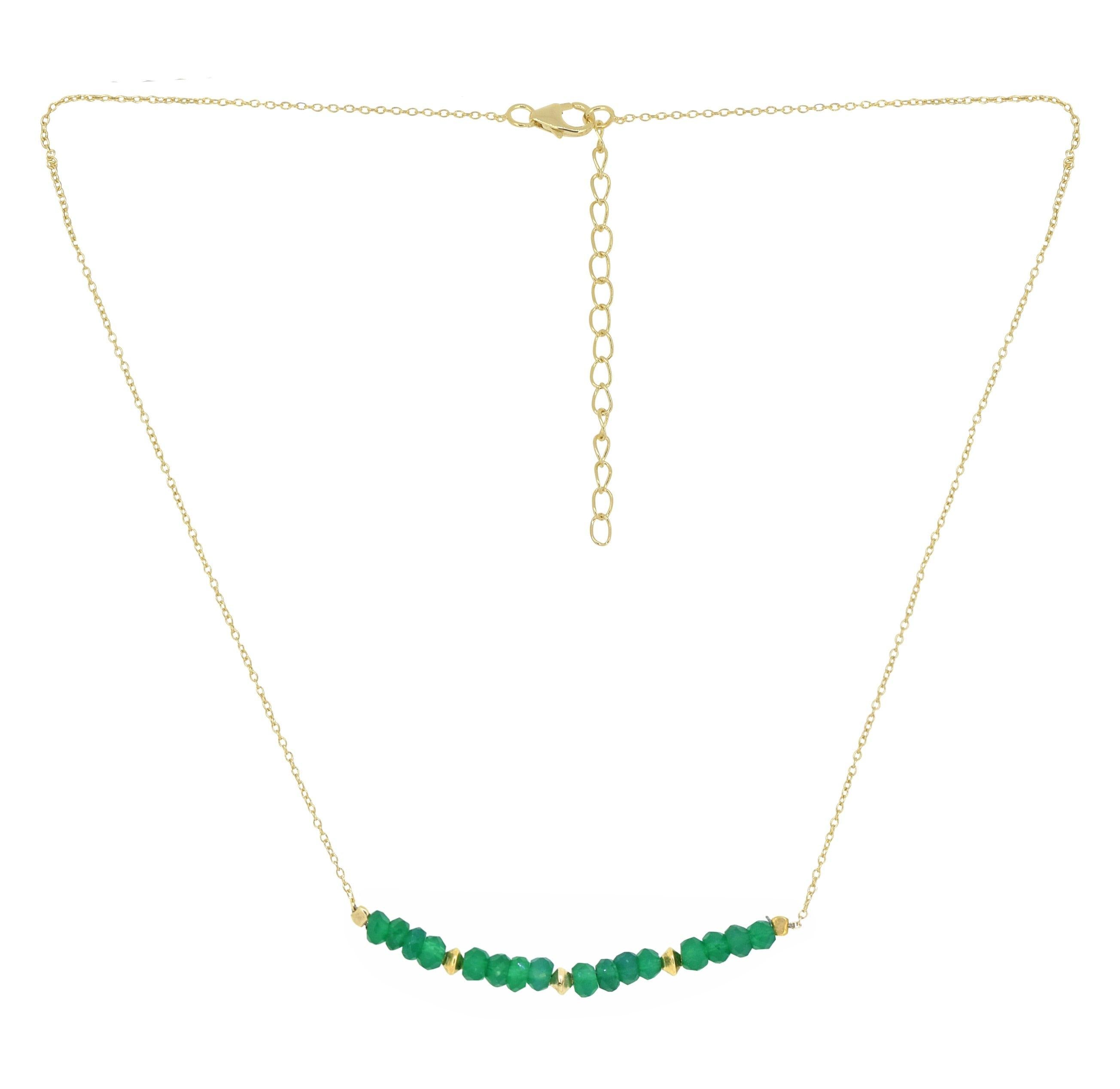 Green Onyx Solid 925 Sterling Silver Gold Plated Chain Pendant Necklace Jewelry - YoTreasure