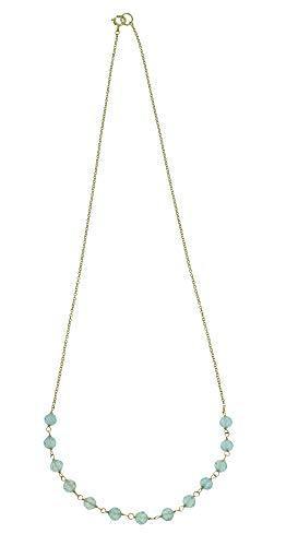 Blue Topaz Solid 10K Yellow Gold Chain Necklace 16" - YoTreasure